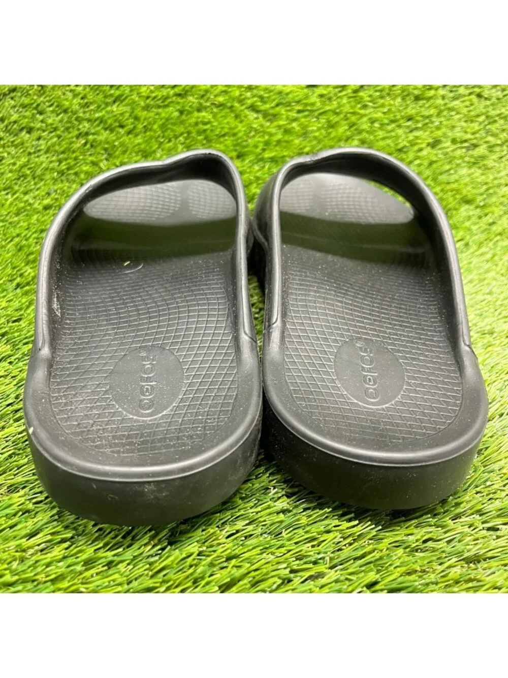 Oofos OOahh Mens Size 13 All Black Beach Walking Outdoor Recovery Slide Sandals